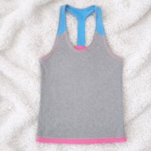 Ivivva by Lululemon Girls Size 14 Racerback Tank Grey Blue Pink Athletic Top